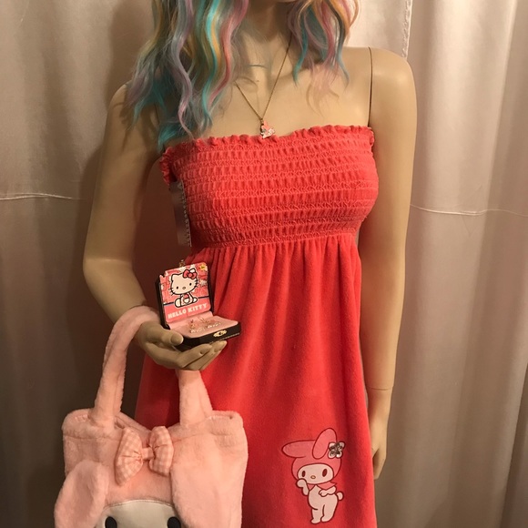 Adorable y2k my melody terry cloth dress earrings and necklace 💖🍭 - Picture 4 of 11